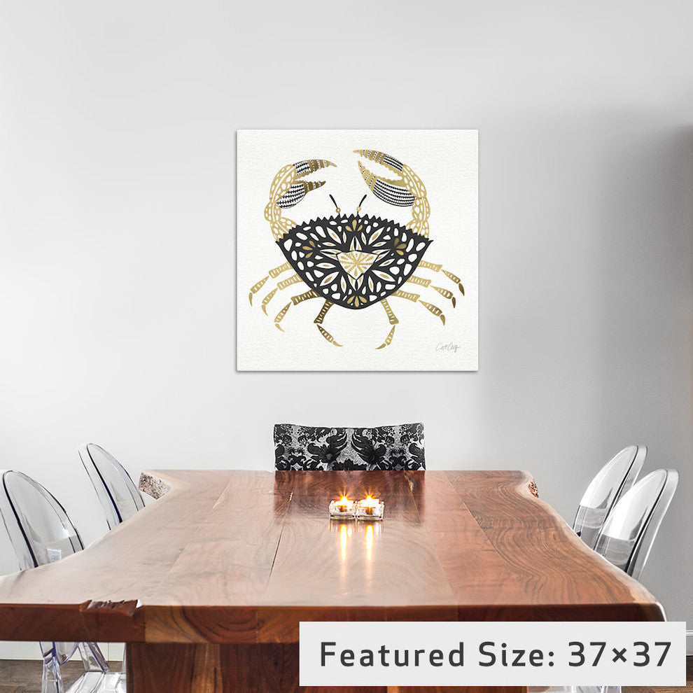 "Black Gold Crab" Print by Cat Coquillette, 26"x26"x1.5"