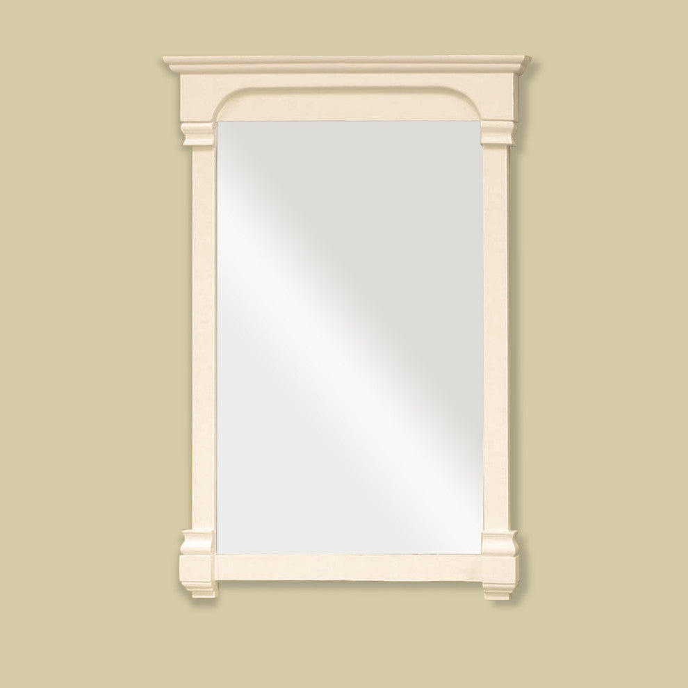 24" Solid Wood Frame Mirror, Cream