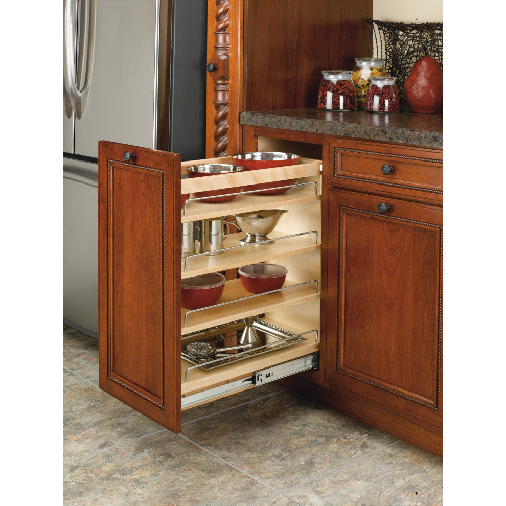 Wood Base Cabinet Pull Out Organizer With Soft Close, 11.75"