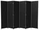 6' Tall Woven Fiber Room Divider, 6 Panel, Black