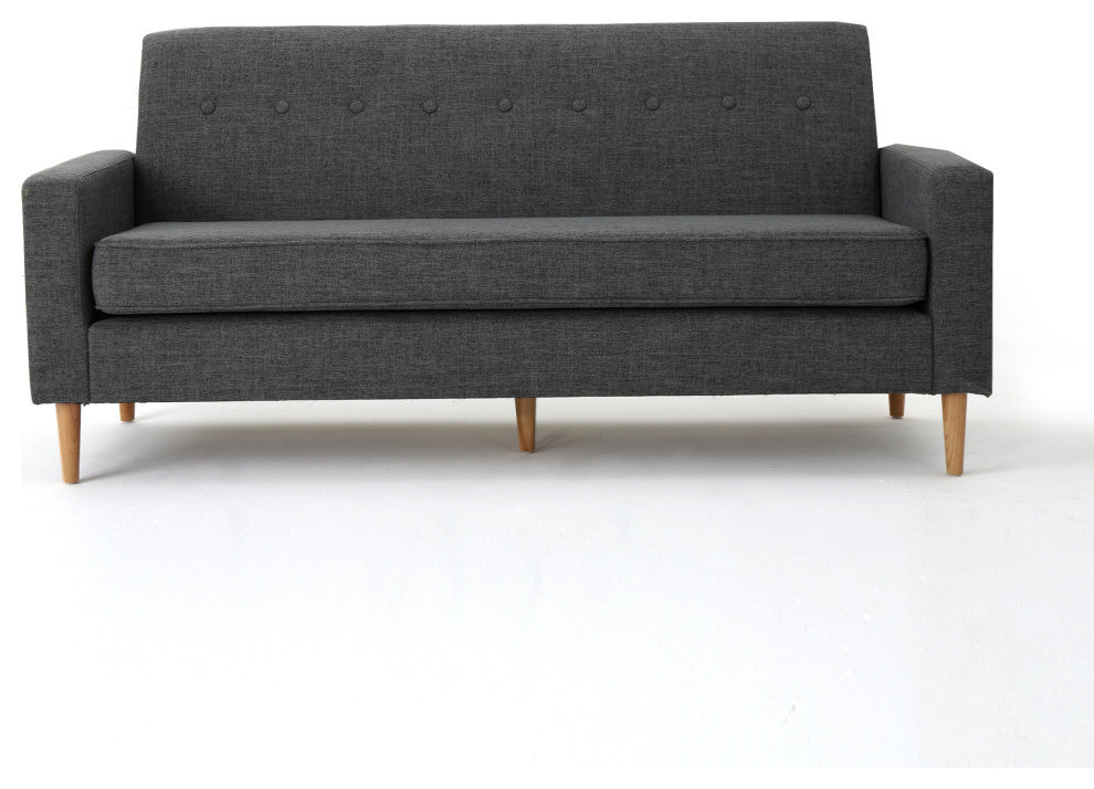 GDF Studio Stratford Mid Century Modern Fabric 3-Seat Sofa, Gray