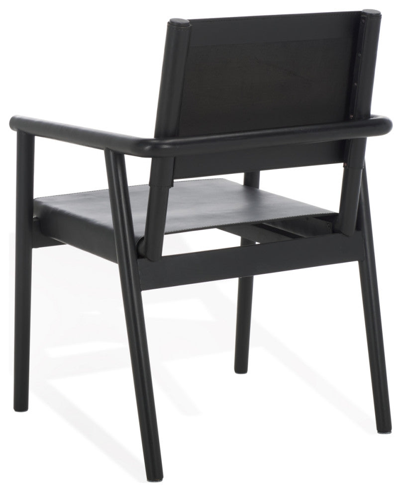 Safavieh Couture Hutson Leather Dining Chair, Black