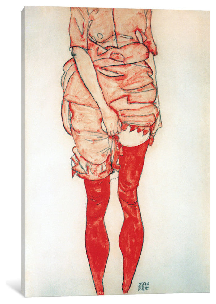 "Standing Woman In Red" Wrapped Canvas Art Print, 18x12x1.5