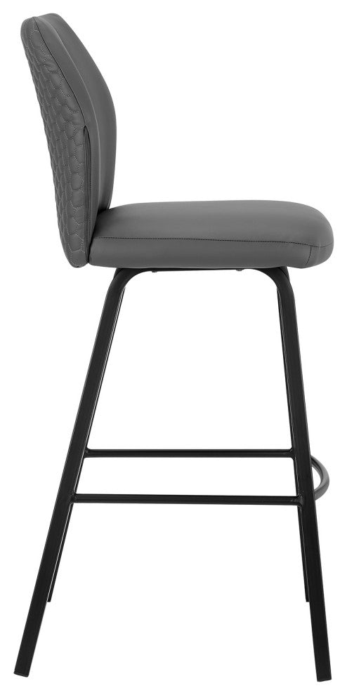 Tandy Gray Faux Leather and Black Metal 30" Bar Stool