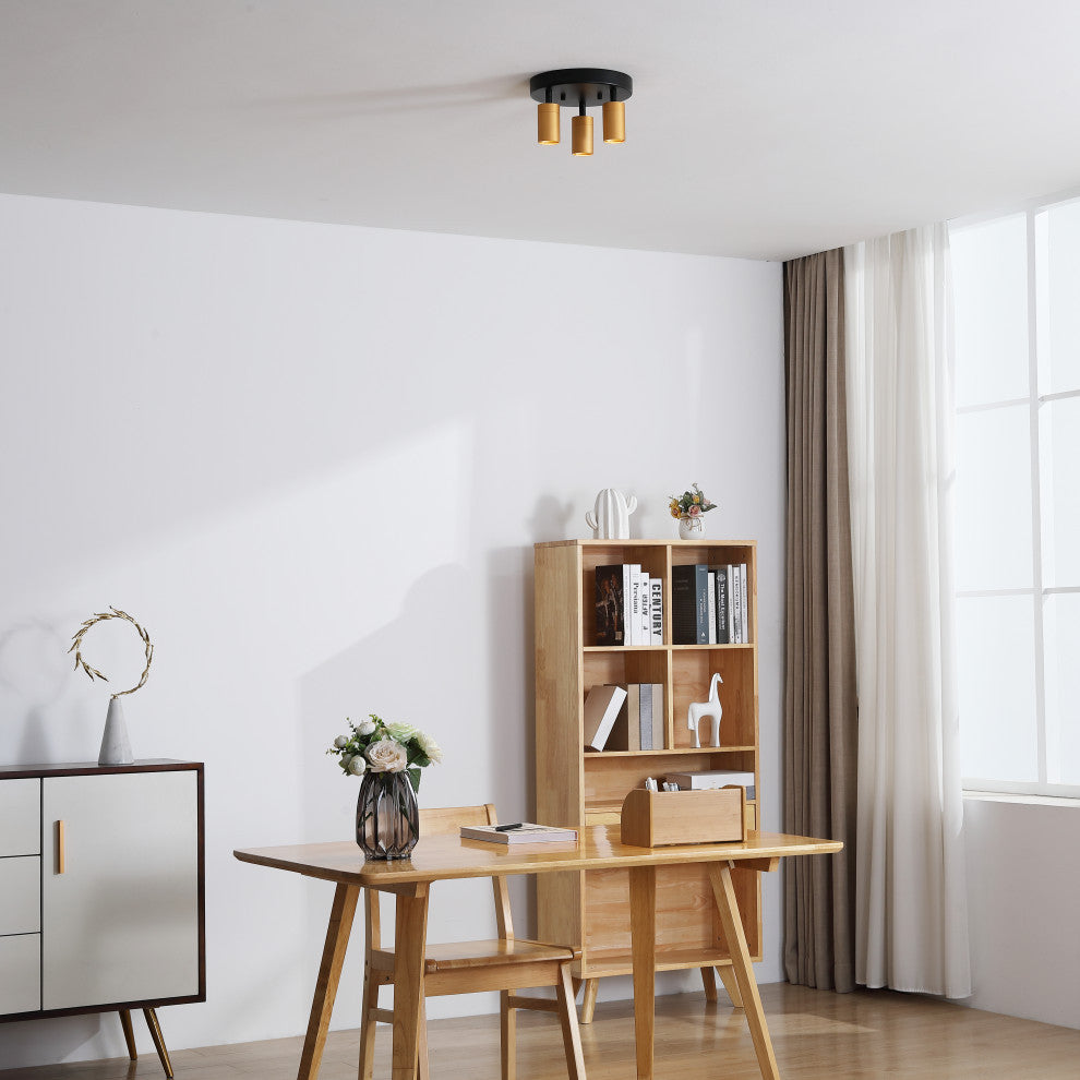 Vidalite Shura Integrated LED 3 Head Flush Mount, Gold