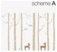 Birch Tree with Bird and Deer Wall Decals, Scheme A, Standard