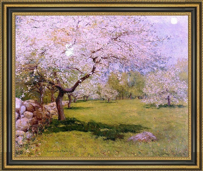 John Leslie Breck Apple Blossoms Framed Premium Canvas Print, 20"x25"