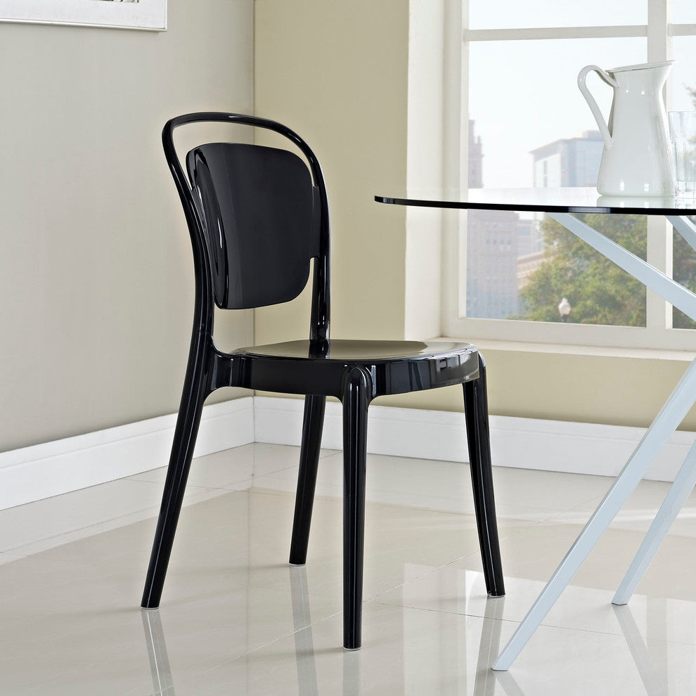 Modern Contemporary Kitchen Dining Side Chair Black, Outdoor or Indoor