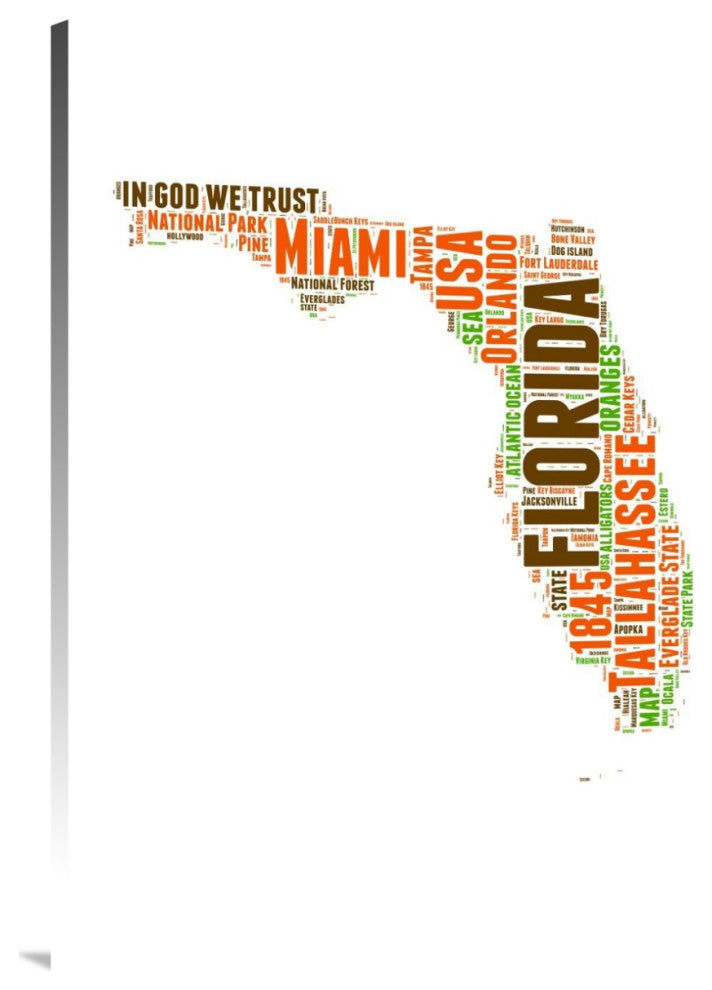 "Florida Word Cloud Map" Fine Art Print