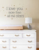 I Love You More Than All The Stars Quote Lettering Wall Decal