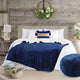 Tache Dark Navy Blue Sherpa Fleece Throw Blanket, 50"x60"