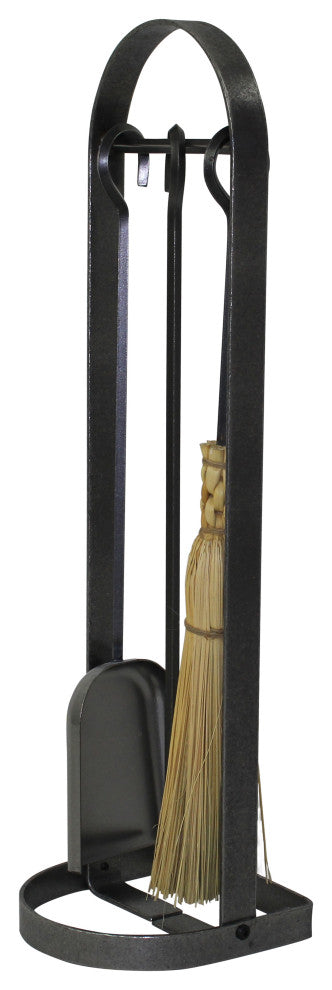 Handcrafted Arch Fireplace Tool Set includes Base & 3 Tools Hammered Steel