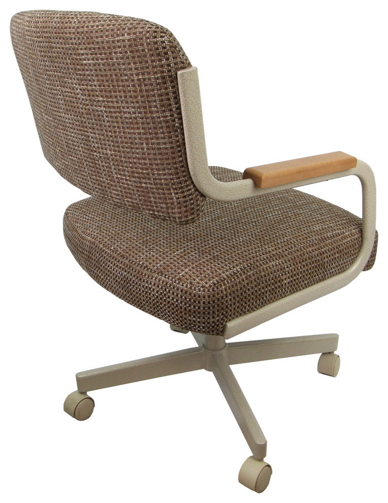 Swivel Tilt Kitchen Caster Chair with Wheels - M-114, Checkered - Beige Natural