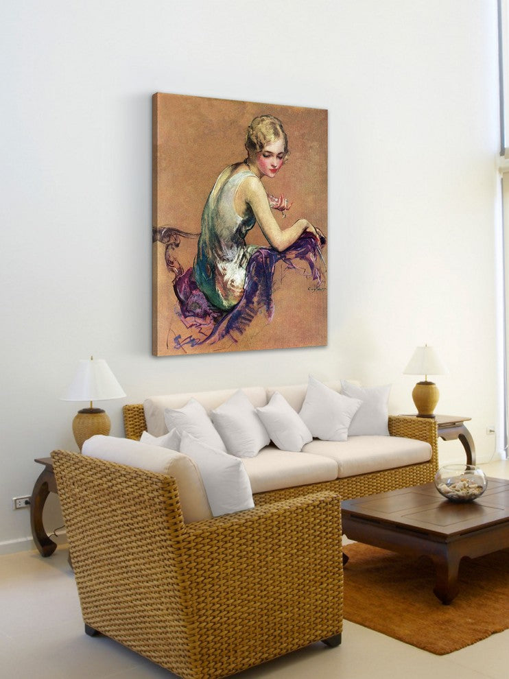 "Pastel Portrait" Painting Print on Canvas by Guy Hoff