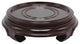 Chinese Round Wooden Stand Base Dark Brown Reddish, 4.75"