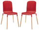 Modern Contemporary Kitchen Wood Dining Chairs Set of 2 Red
