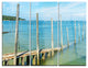 "Wooden Piers by Blue Sea" Photo Metal Wall Art, 3 Panels, 36"x28"