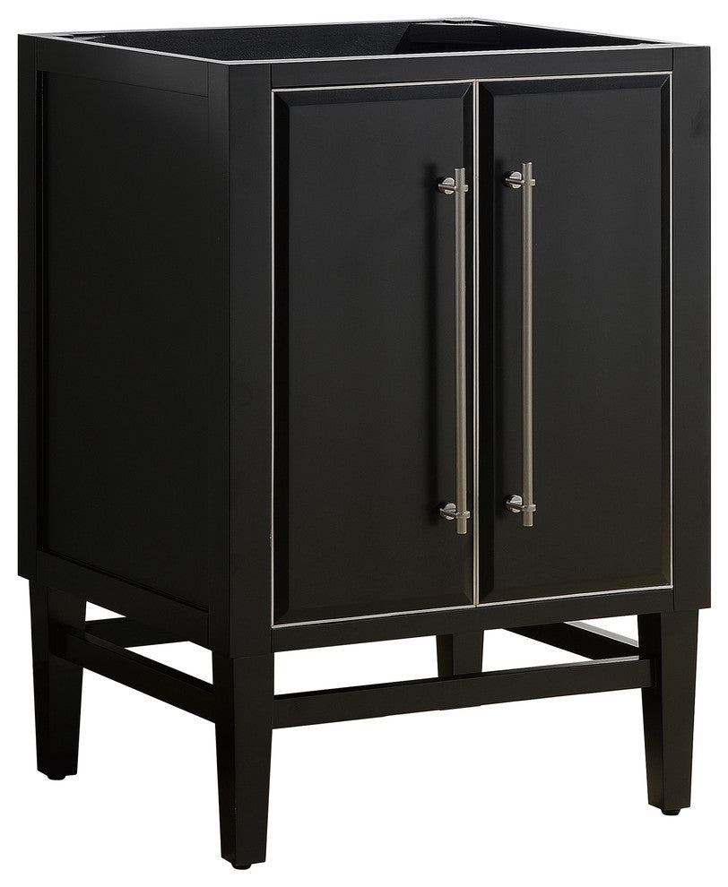 Mason 24" Vanity Only, Black With Brushed Silver Hardware