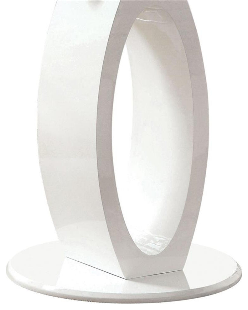 Furniture of America Moya Round Tempered Glass Top Dining Table in White