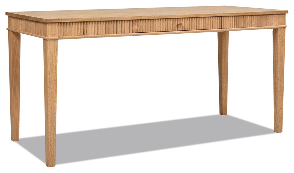 Dumont 1-Drawer Fluted Home Office Writing Desk, Natural Blonde