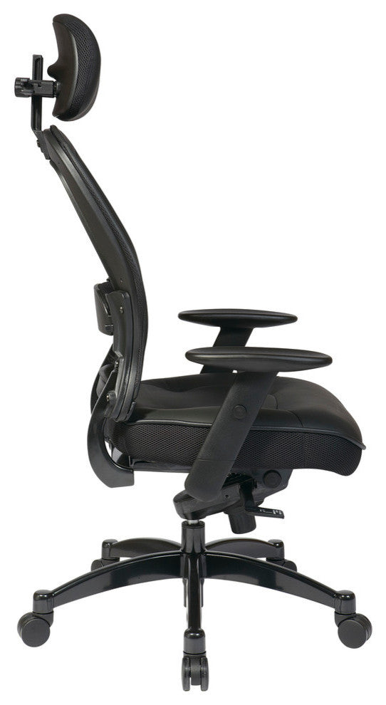 SPACE Deluxe Matrex Black Back Executive Office Chair with Leather Seat