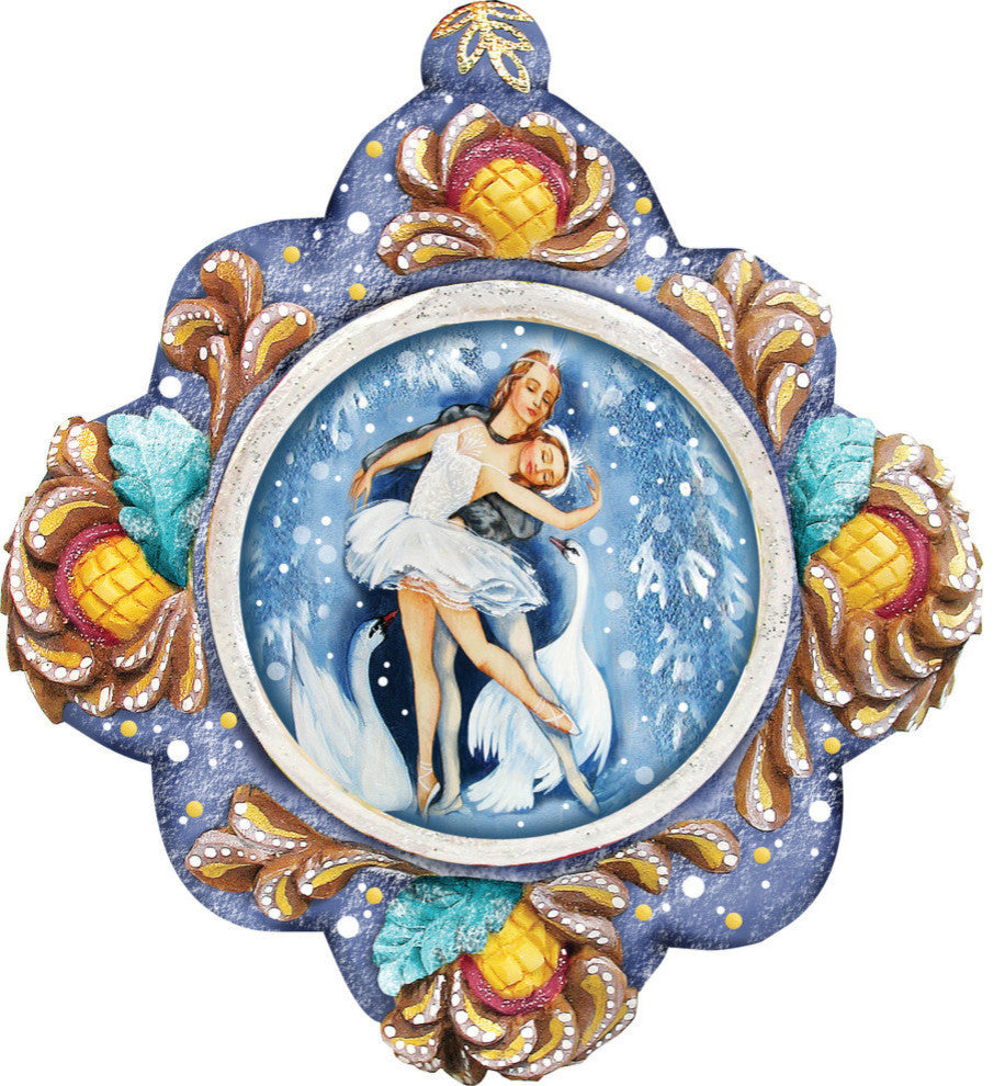 Hand Painted Swan Ballet Scenic  Ornament