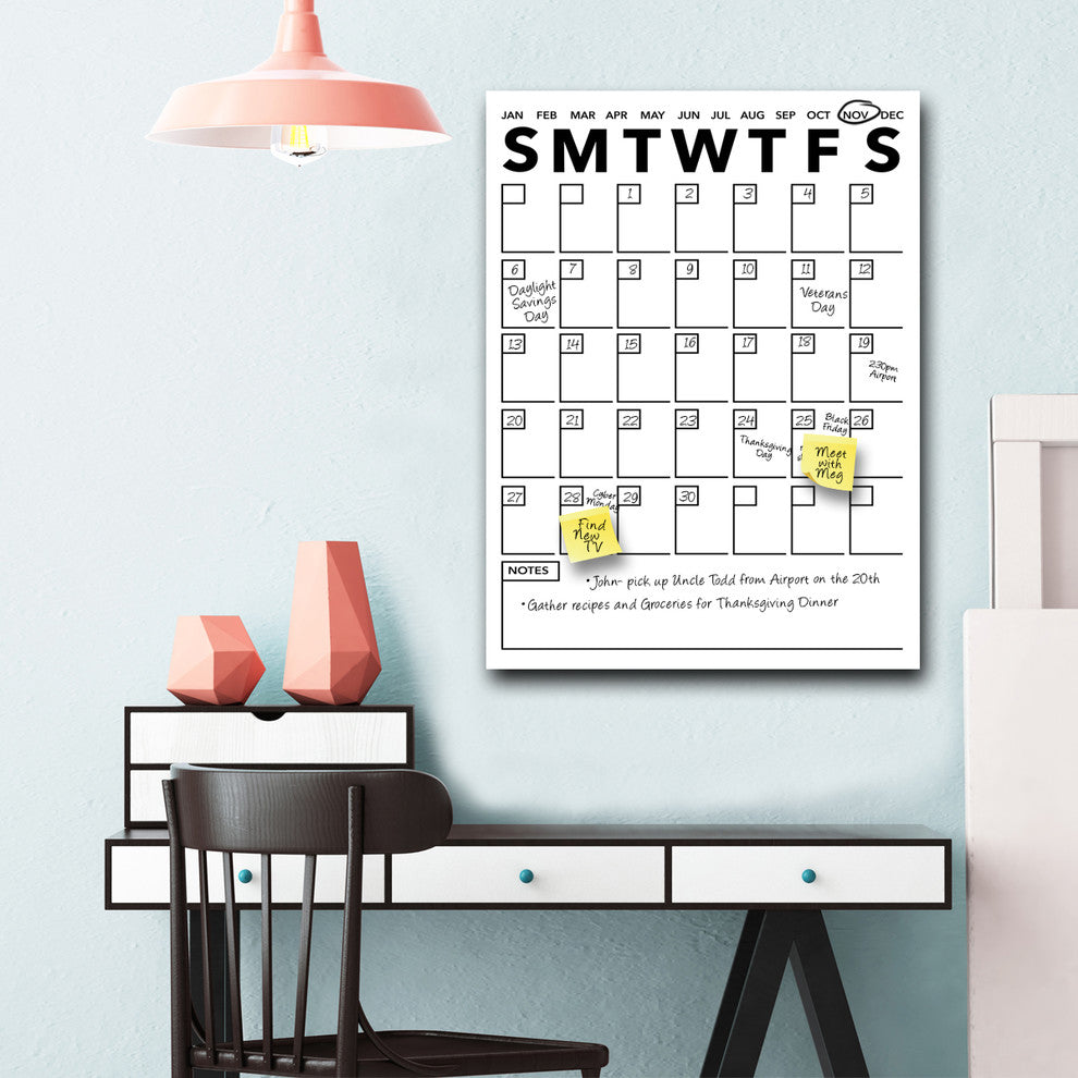 Ready2HangArt Modern Dry Erase Monthly Calendar on ArtPlexi, 30"x20"