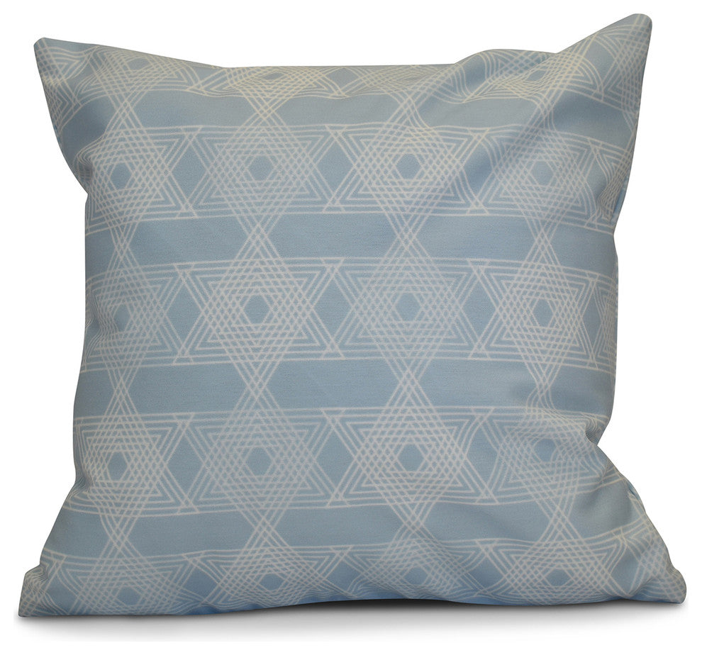 Decorative Holiday Pillow Geometric, Light Blue, 16"x16"