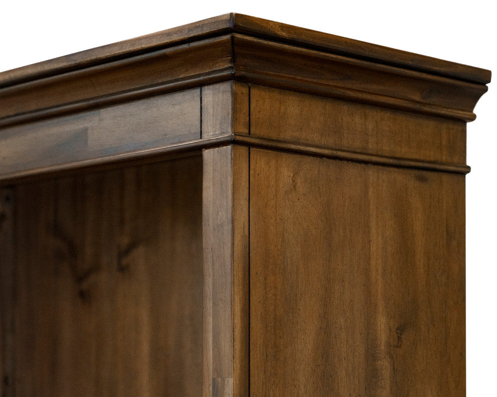 Traditional Wood Bookcase With Doors Fully Assembled Brown