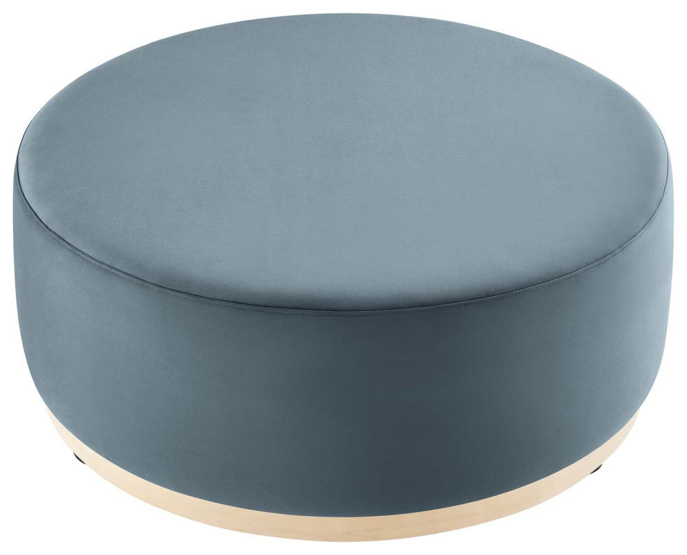 Tilden Large 38" Round Performance Velvet Upholstered Ottoman