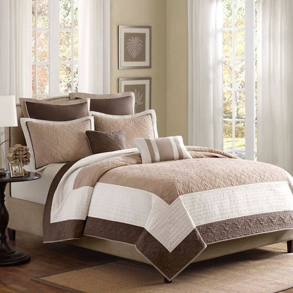 Madison Park Pieced 7-Piece Quilt Set, Full/Queen