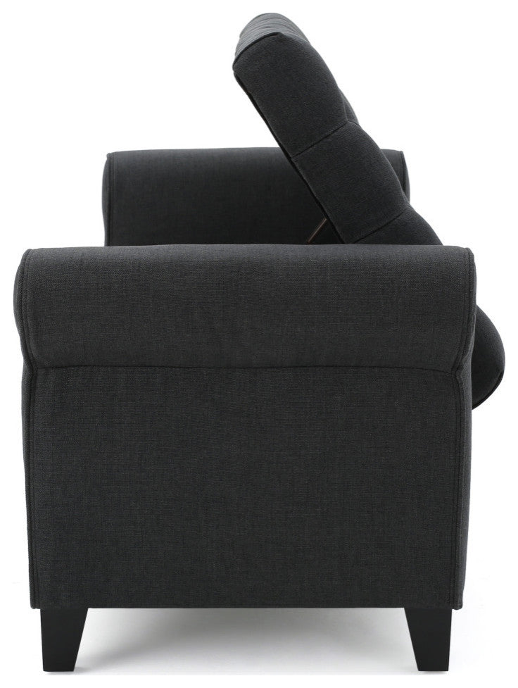 GDF Studio Keiko Contemporary Rolled Arm Fabric Storage Ottoman Bench