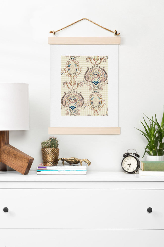 Pimlada Phuapradit Pink And Off White Floral Damasks Art Print