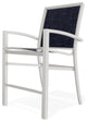 Kendall Sling Balcony Height Stackable Outdoor Stool, Moments Navy/Snow