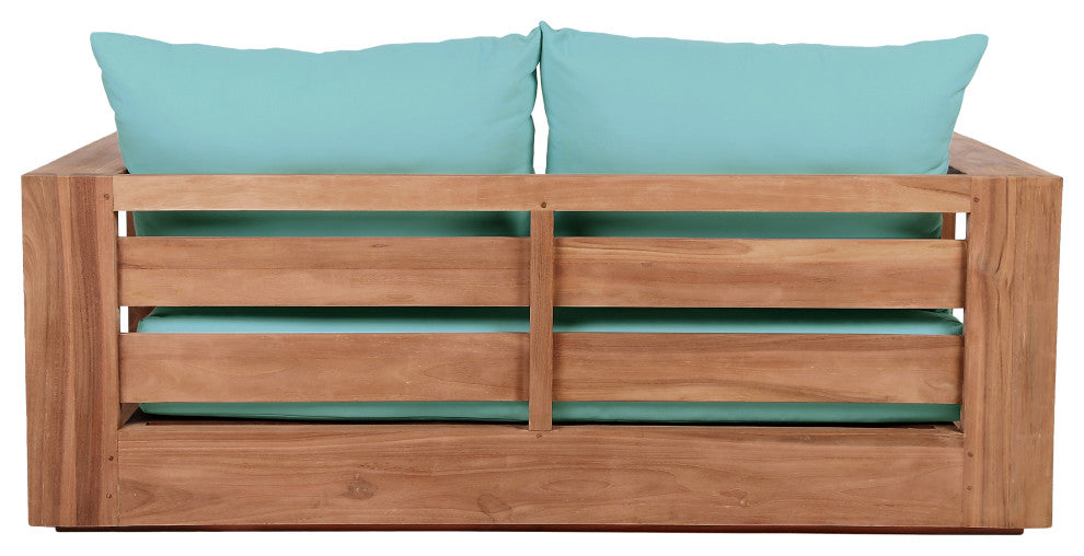 Tulum Waterproof Fabric Upholstered Outdoor Loveseat, Blue