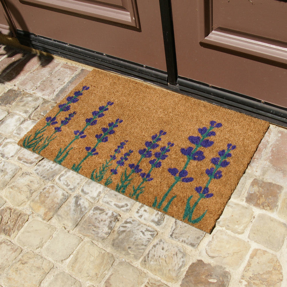 Purple English Lavender Flower Doormat, 18x30"