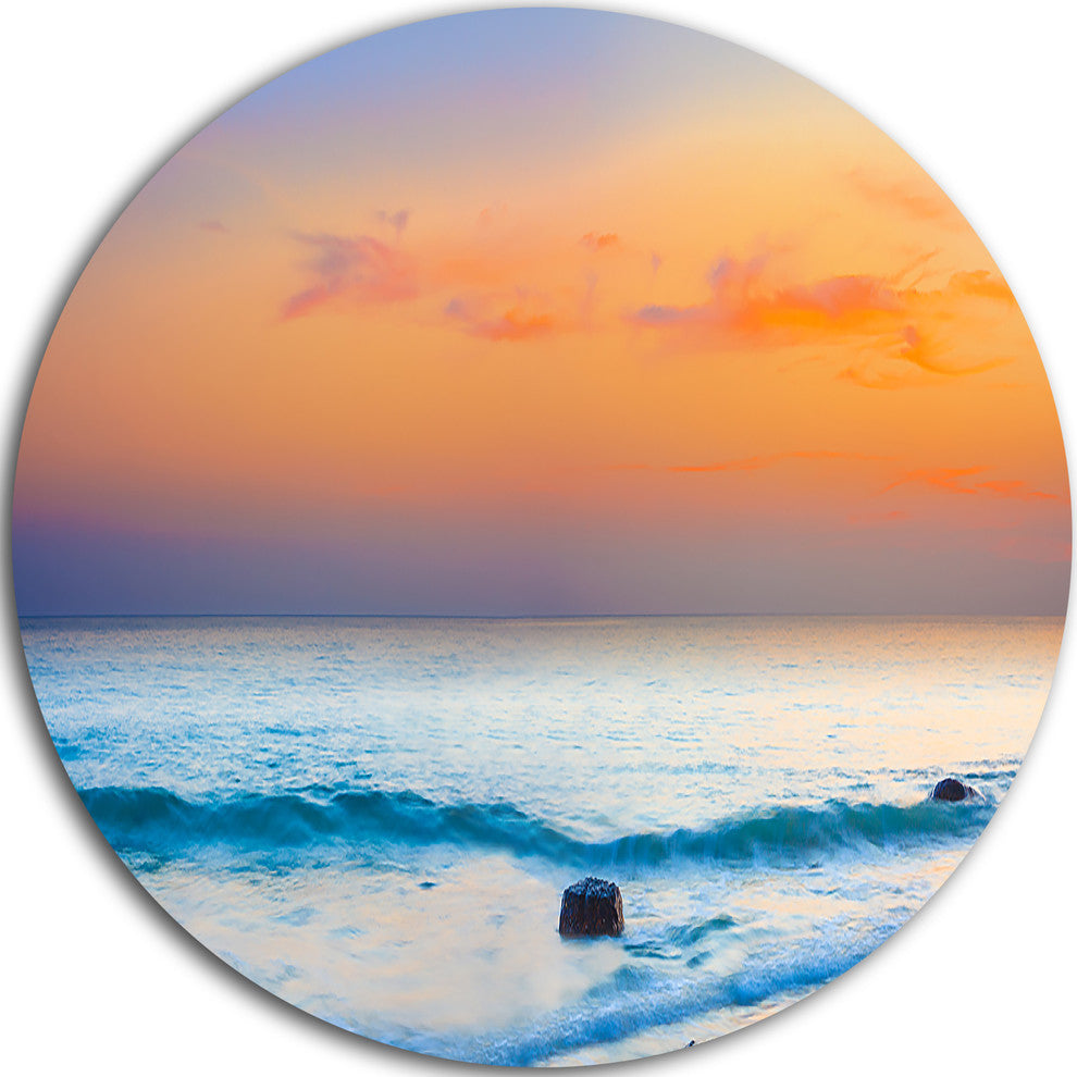 Orange Sunset Panorama, Photo Disc Metal Artwork, 11"