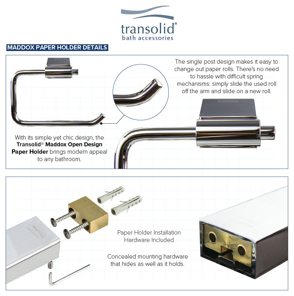 Transolid Maddox Paper Holder, Polished Chrome