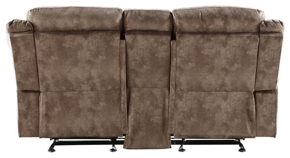 ACME Zubaida Loveseat with USB Dock and Console, 2-Tone Chocolate Velvet
