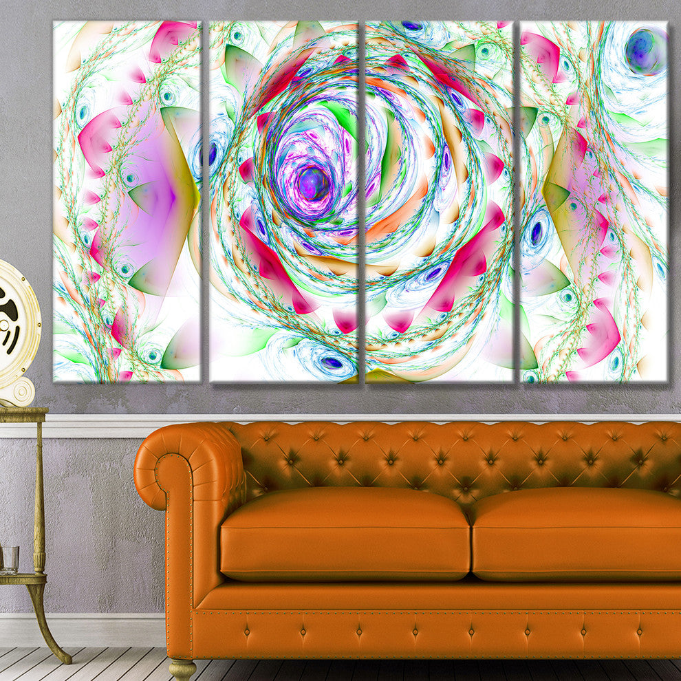 Multi Color Exotic Flower Whirlpool, Floral Canvas Art Print, 48"x28", 4 Panels