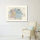 Bavaria, Germany Old Map Print On Canvas With Frame Art Collection 16" X 21"