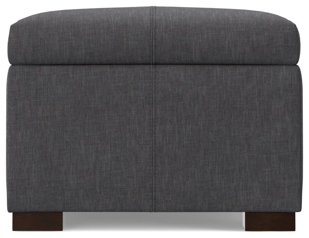 Gabbie Rectangular Storage Ottoman, Slate Grey