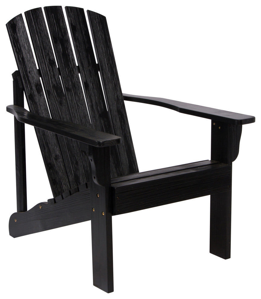 Shine Company 4626Bk Mid-Century Modern Adirondack Chair, Black