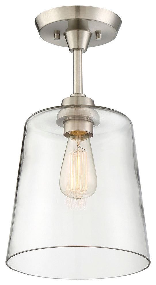 1-Light Semi-Flush Mount, Brushed Nickel