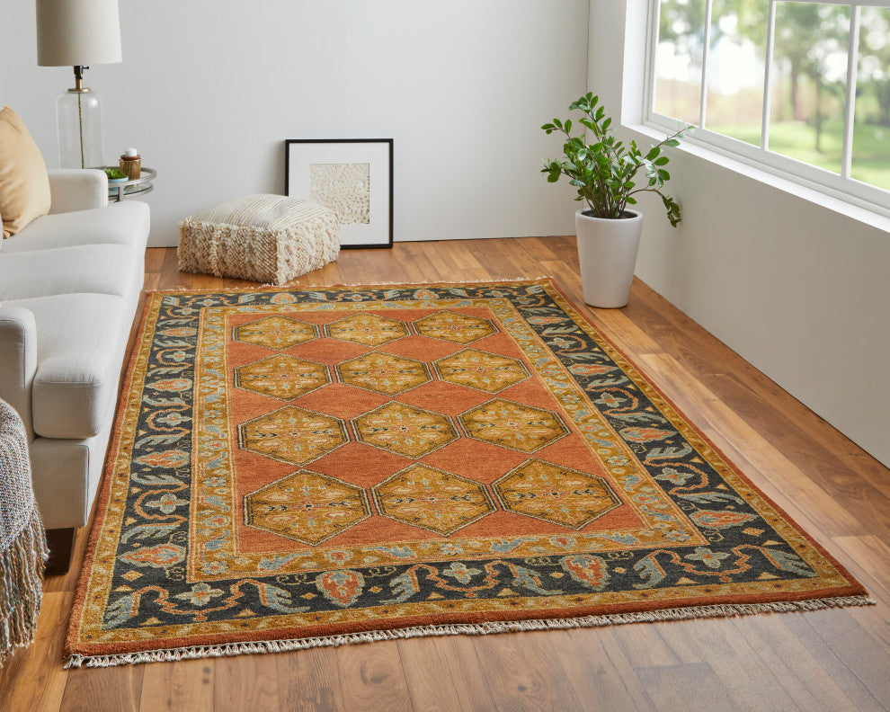 Weave & Wander Alden Rug, Rust/Charcoal, 9'6"x13'6"