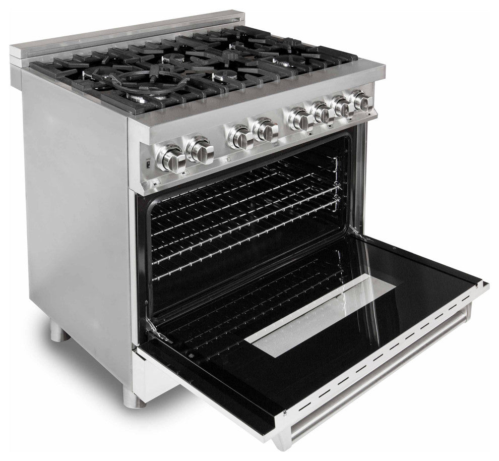 ZLINE 36" Dual Fuel Range With Griddle and White Matte Door, Stainless Steel