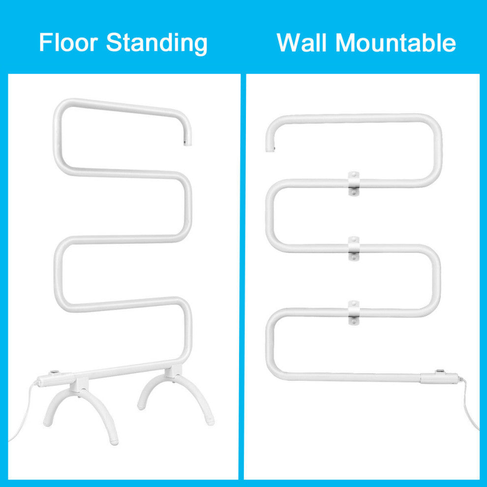 Costway 100W Electric Towel Warmer Drying Rack Freestanding Wall Mounted White