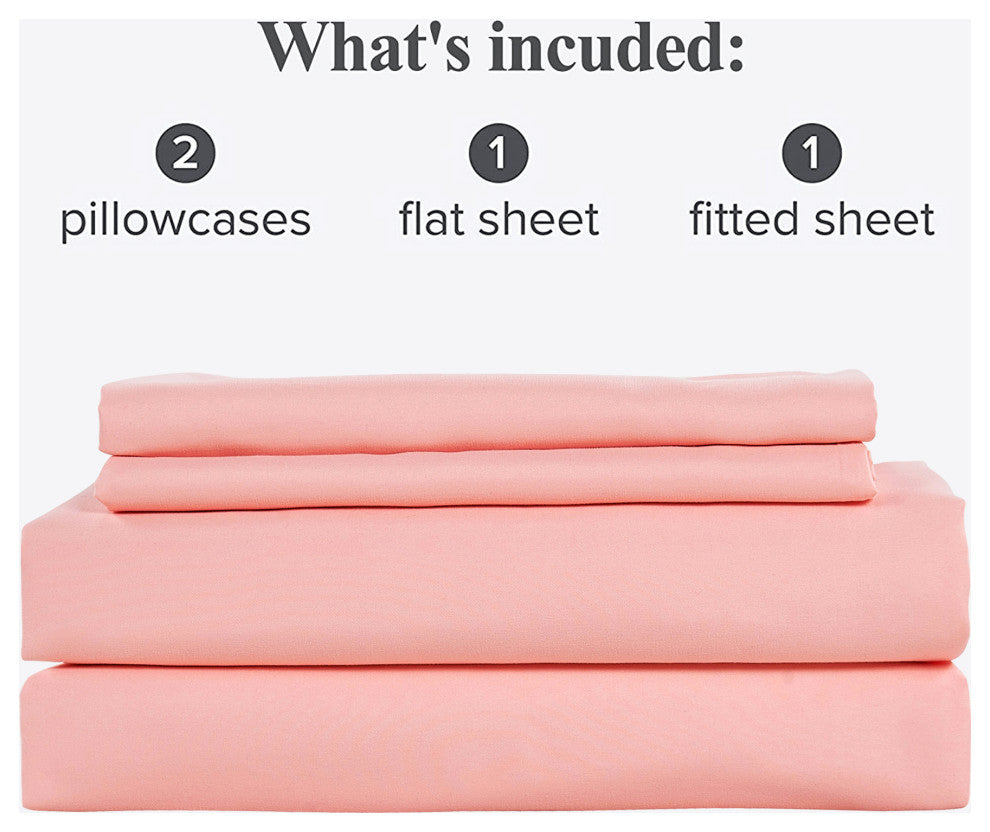 Serenta Puka Lei Embroidered 4 Piece Bed Sheet Set, Rose Quartz, King