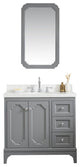 36" Wide Cashmere Gray Single Sink Quartz Carrara Bathroom Vanity