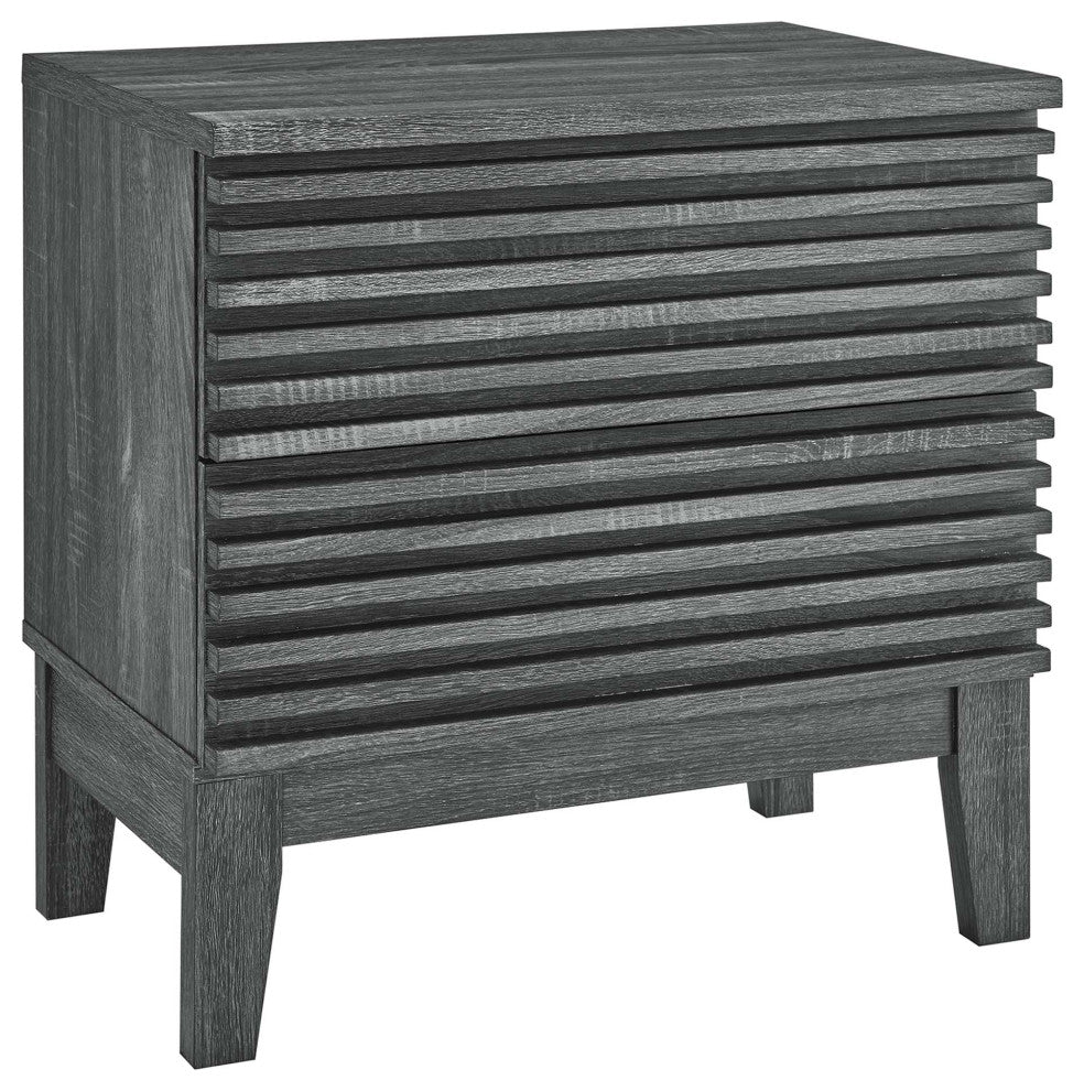Render Two-Drawer Nightstand, Charcoal